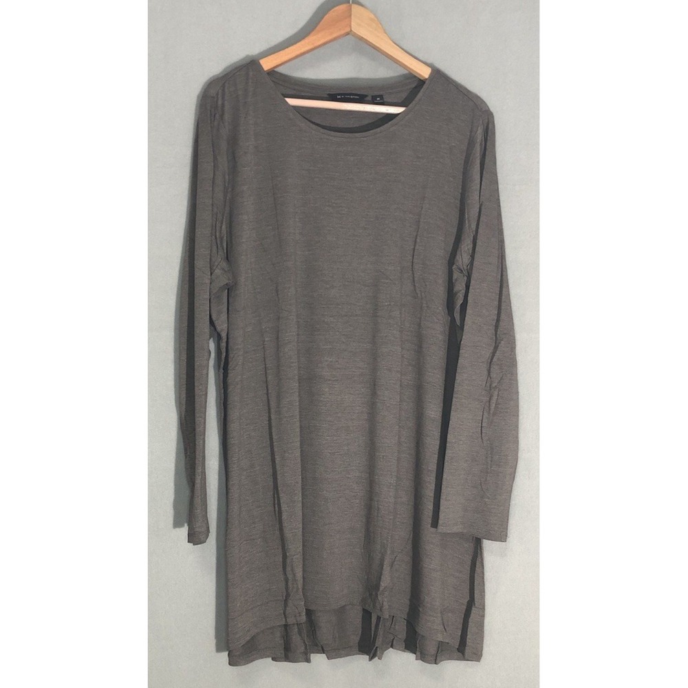 NEW H by Halston Knit Tunic Top Long Sleeve Plus Size 2X Heather Oyster NEW